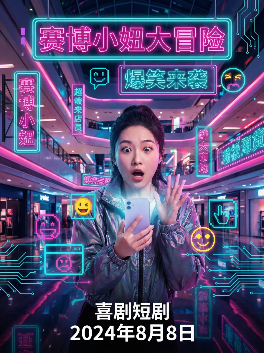神武烧烤搭配 搞笑喜剧短剧 - 赛博小妞大冒险海报